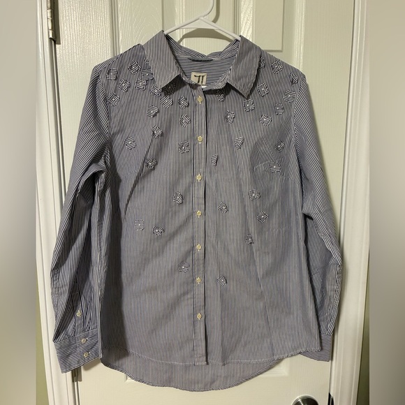 a new day Tops - A newday Navy Striped Button Down Shirt